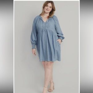 Old Navy Puff Sleeve Non-Stretch Jean Mini Poet Swing Dre--Women's Size L